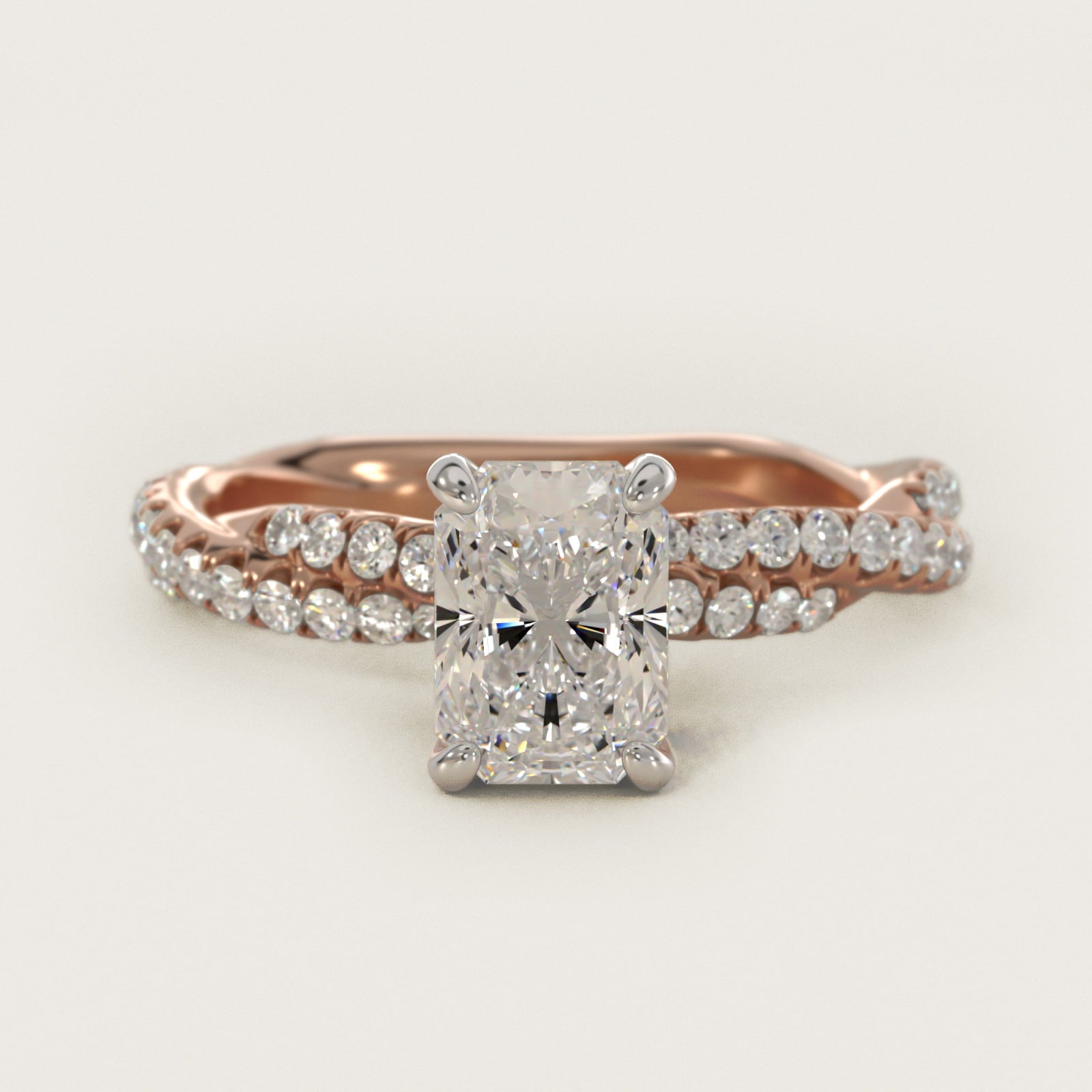 Pav? Twist Diamond Engagement Ring In 18k Rose Gold By James Allen - Radiant Center