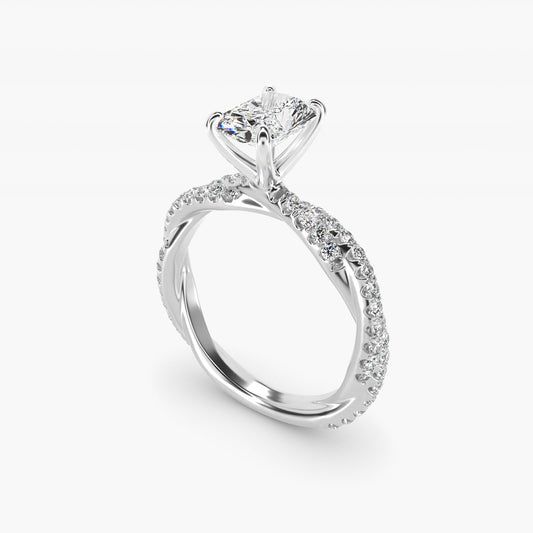 Pav? Twist Diamond Engagement Ring In 18k White Gold By James Allen - Radiant Center