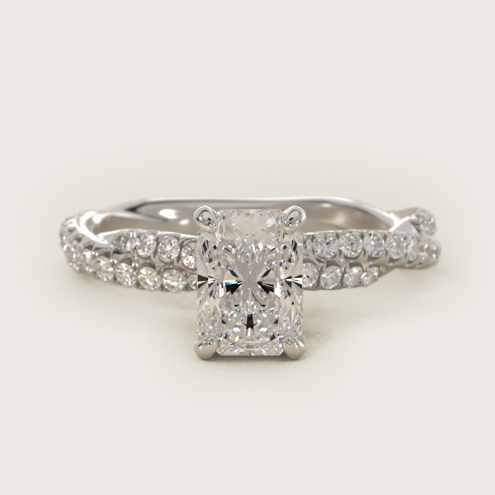 PavŽ Twist Diamond Engagement Ring In 14K White Gold By James Allen - Radiant Center
