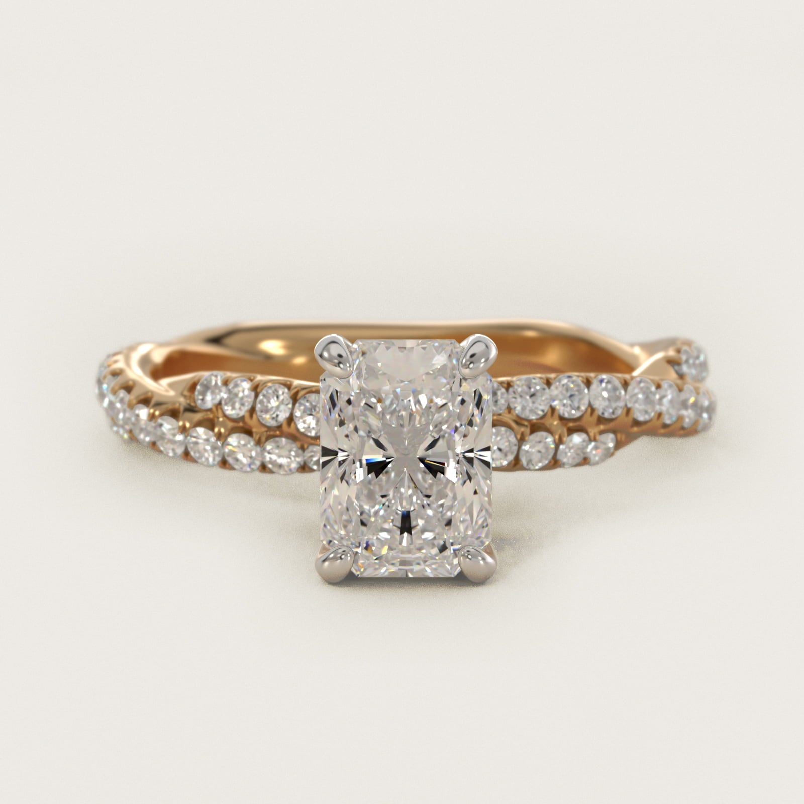 PavŽ Twist Diamond Engagement Ring In 14K Yellow Gold By James Allen - Radiant Center
