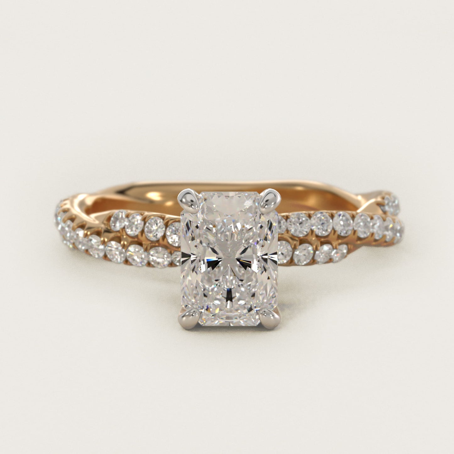 Pav? Twist Diamond Engagement Ring In 18k Yellow Gold By James Allen - Radiant Center