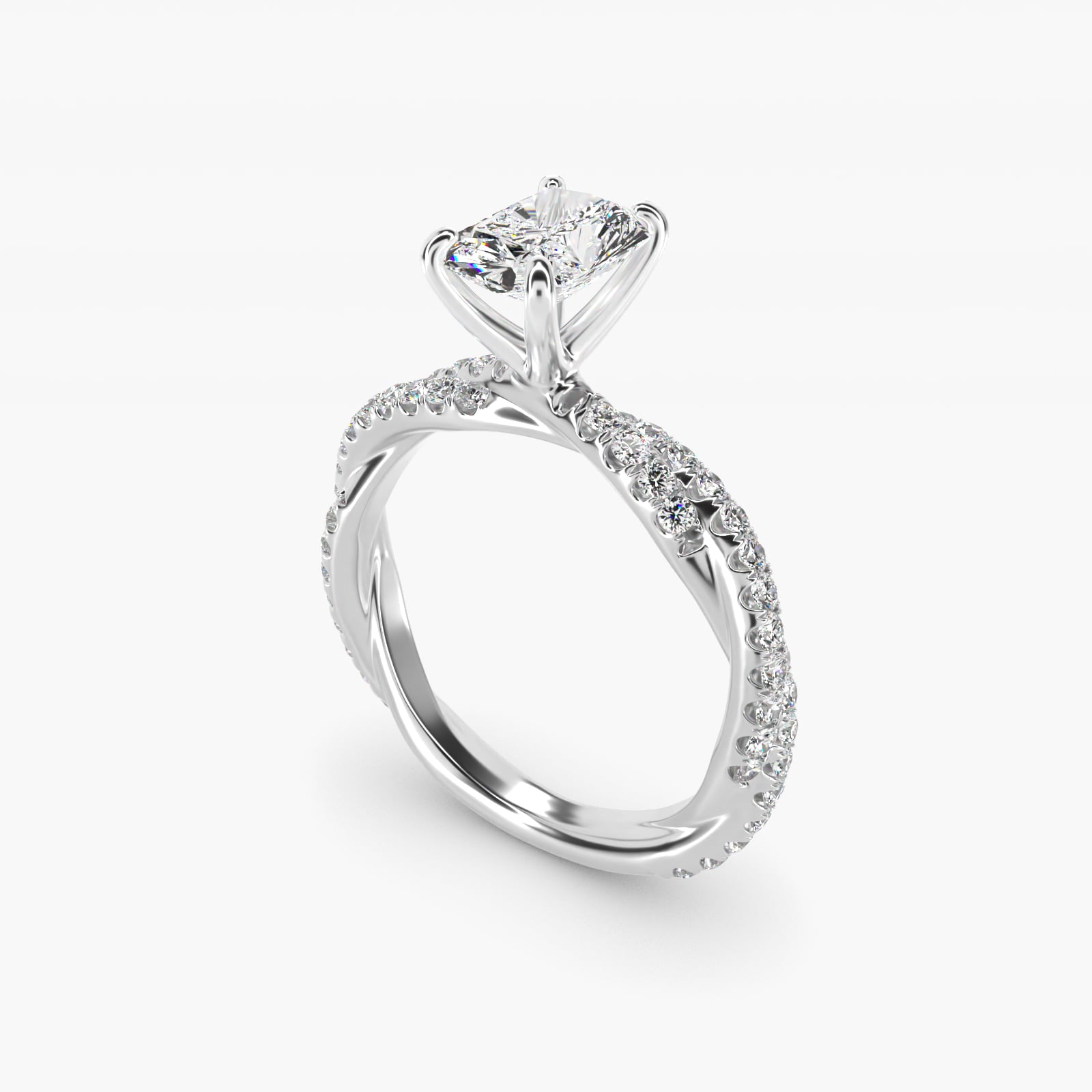 Pav? Twist Diamond Engagement Ring In Platinum By James Allen - Radiant Center