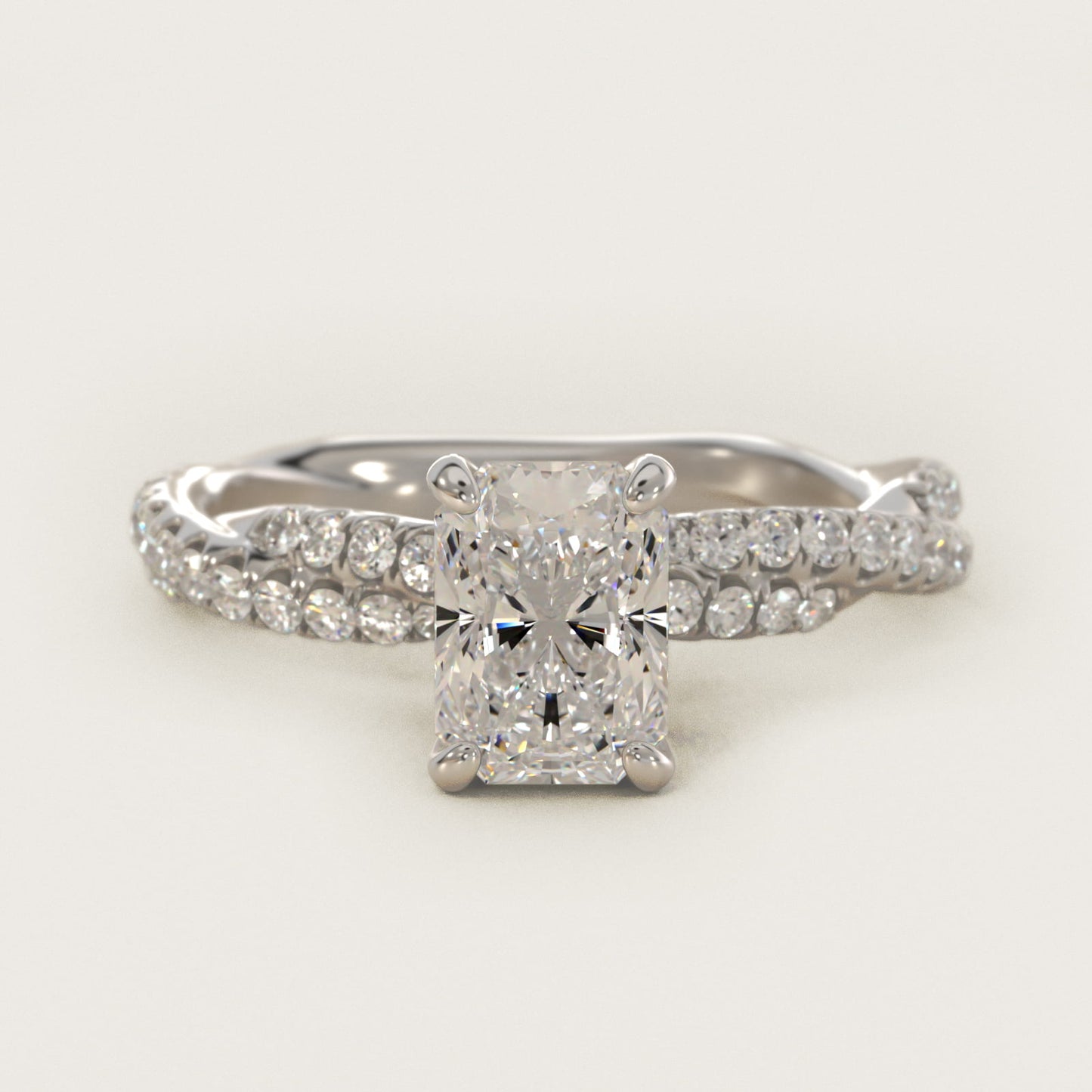 Pav? Twist Diamond Engagement Ring In Platinum By James Allen - Radiant Center