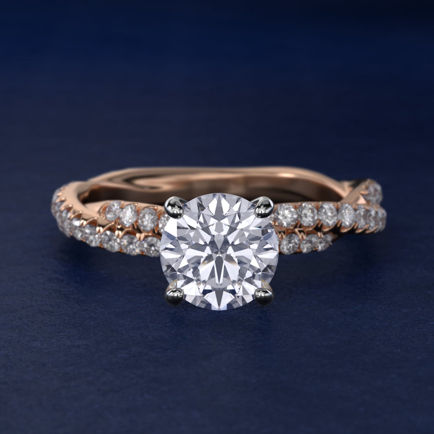 PavŽ Twist Diamond Engagement Ring In 14K Rose Gold By James Allen - Round Center