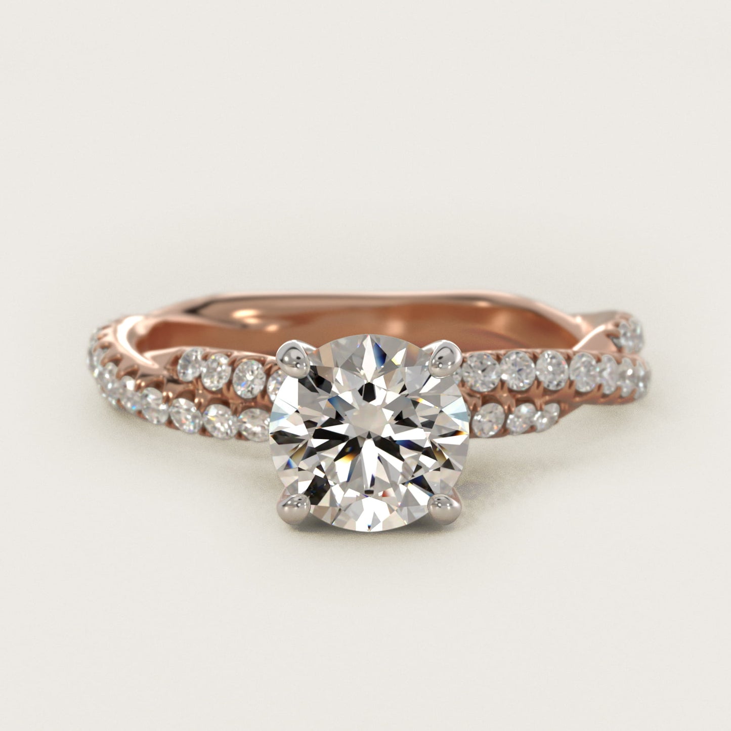 PavŽ Twist Diamond Engagement Ring In 14K Rose Gold By James Allen - Round Center