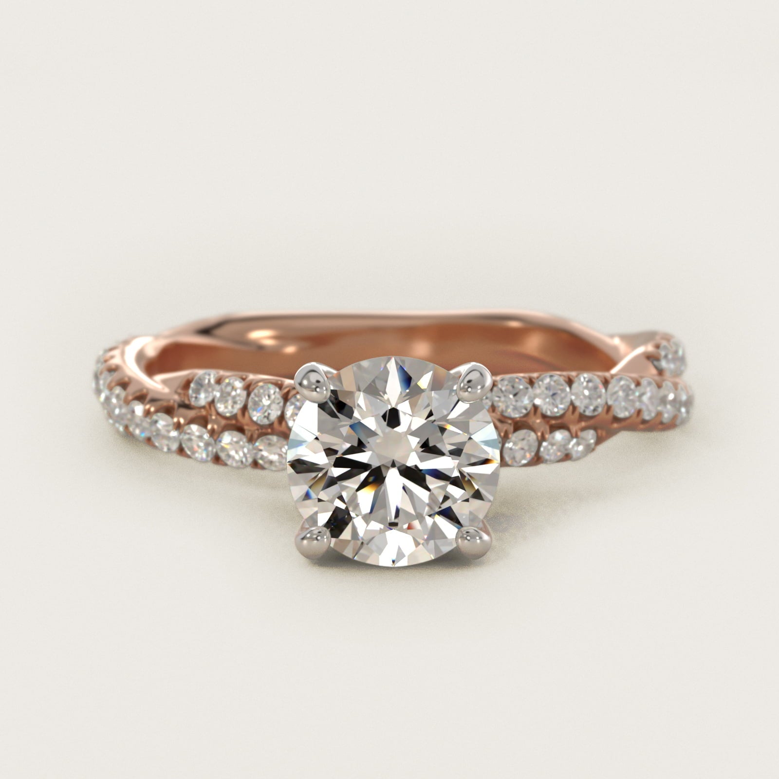 Pav? Twist Diamond Engagement Ring In 18k Rose Gold By James Allen - Round Center