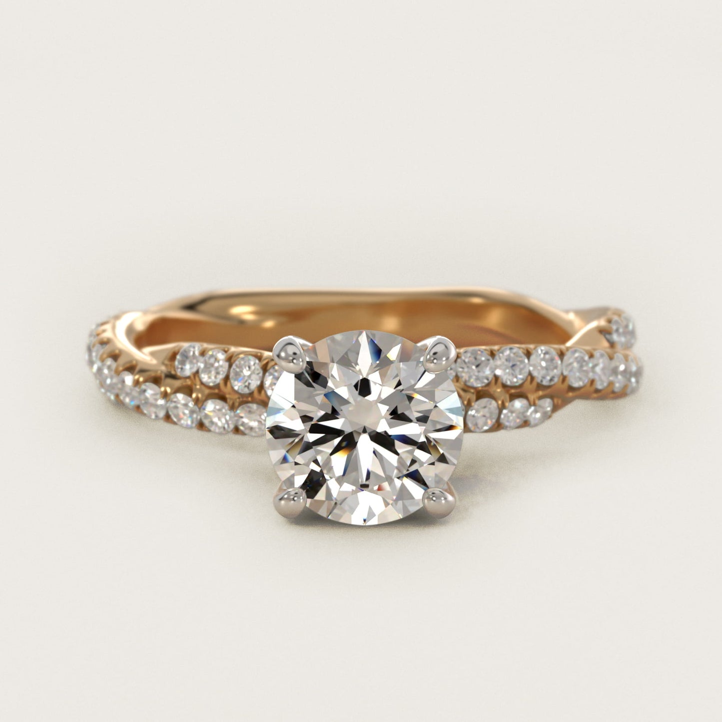 PavŽ Twist Diamond Engagement Ring In 14K Yellow Gold By James Allen - Round Center
