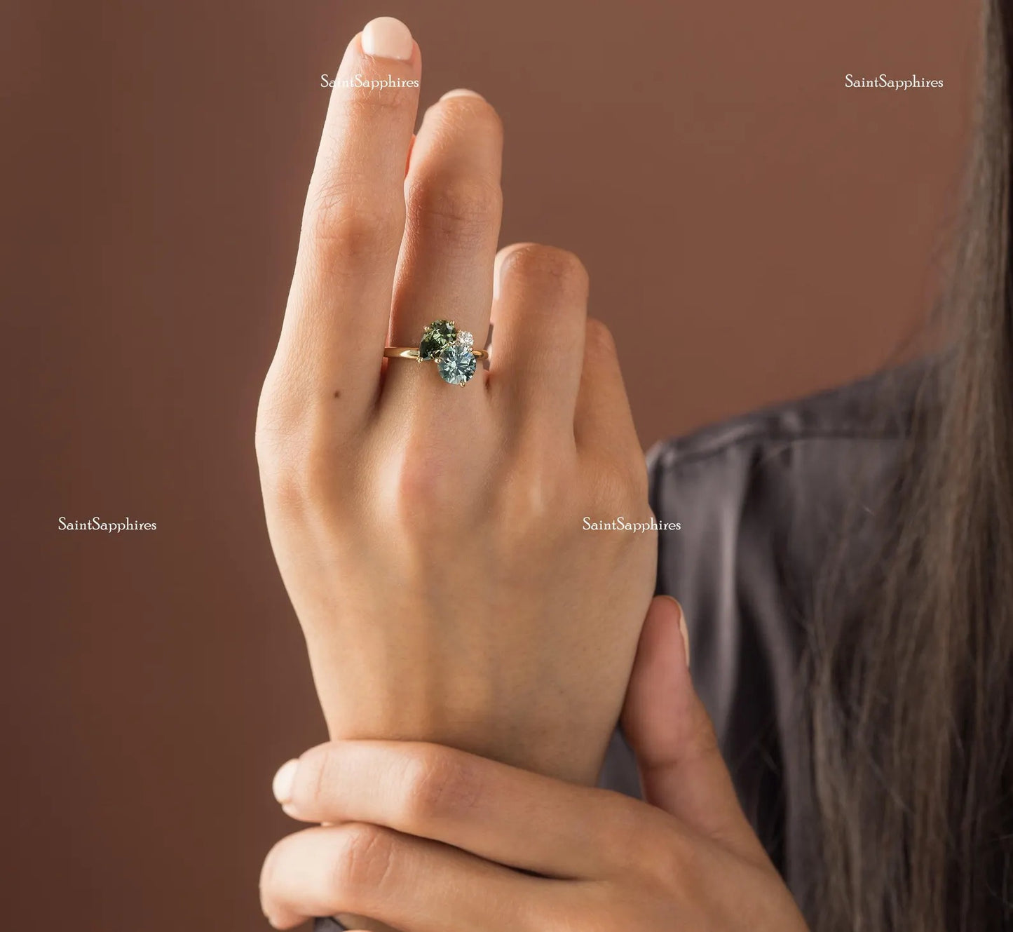 Pear Cut Green Moissanite Ring