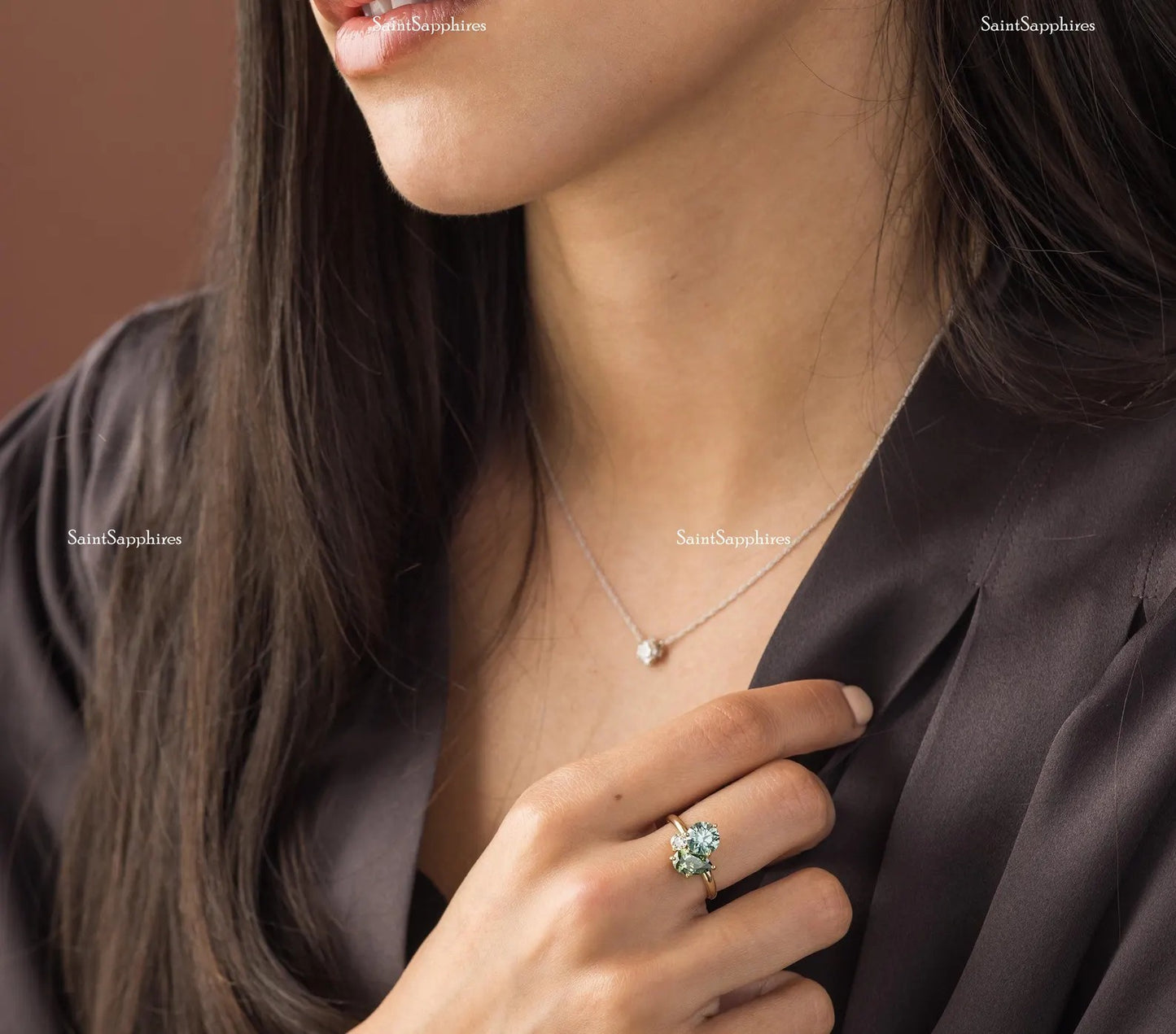 Pear Cut Green Moissanite Ring