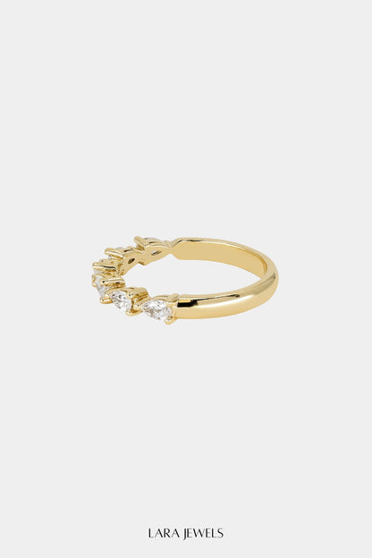Pear Diamond Ring 18K Yellow Gold - Back view