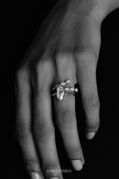 Pear Diamond Janie Wrap Ring White Gold - Side view