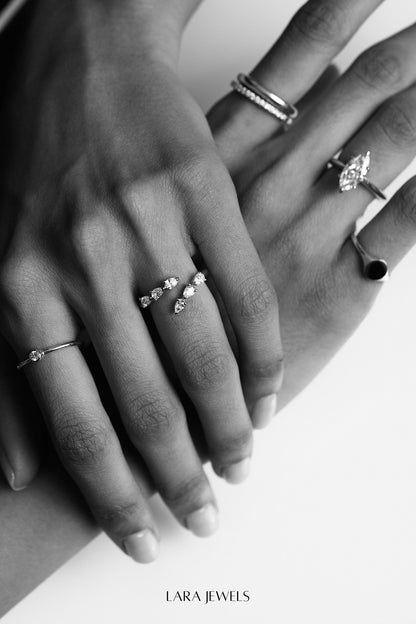 Pear Diamond Janie Wrap Ring White Gold - Back view