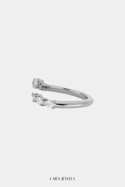 Pear Diamond Janie Wrap Ring White Gold - Detail view