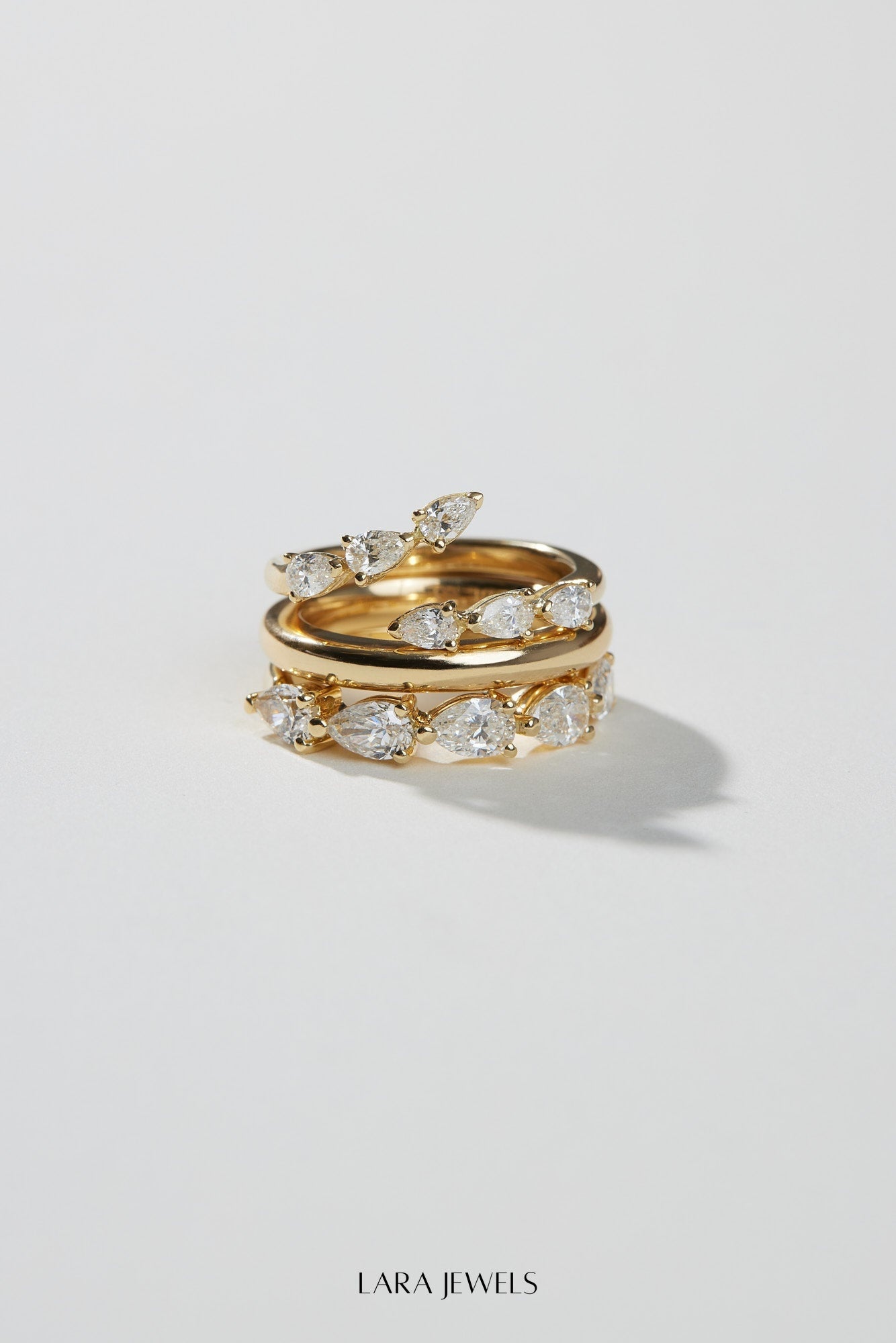 Pear Diamond Janie Wrap Ring White Gold - On model