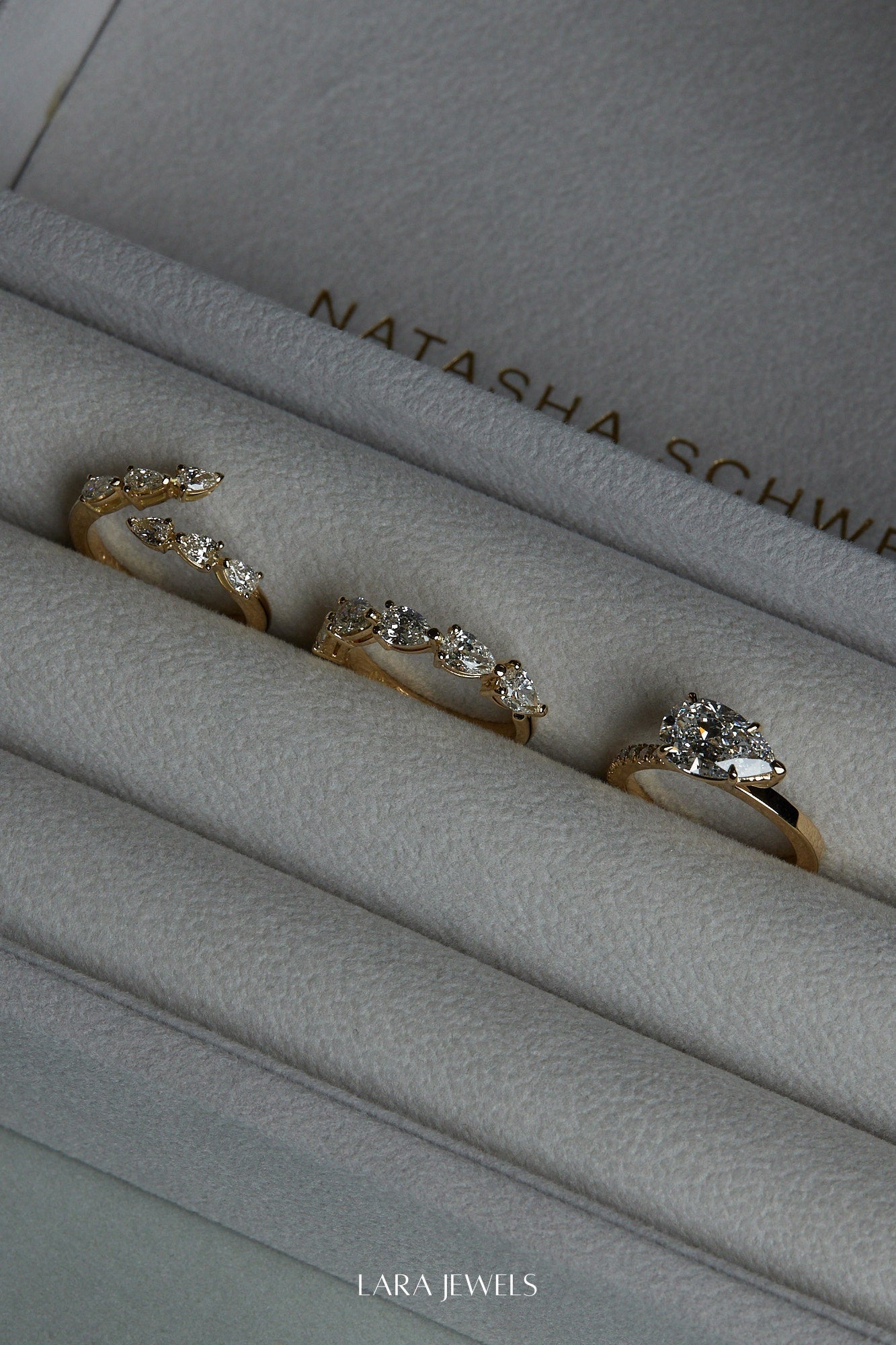 Pear Diamond Janie Wrap Ring White Gold - Detail