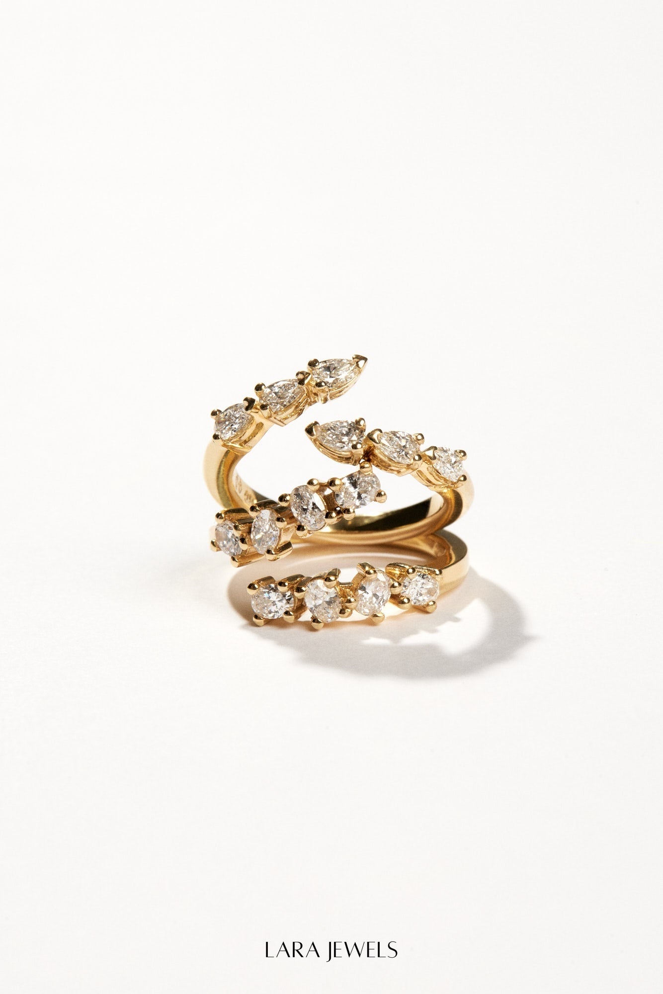 Pear Diamond Janie Wrap Ring Yellow Gold - Back view