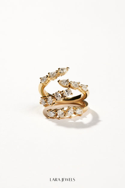 Pear Diamond Janie Wrap Ring Yellow Gold - Back view