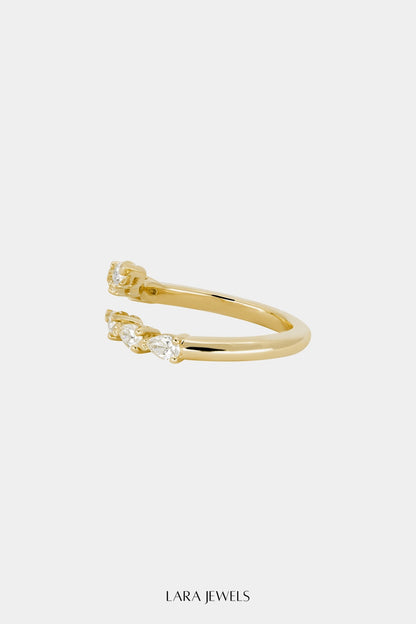 Pear Diamond Janie Wrap Ring Yellow Gold - Detail view