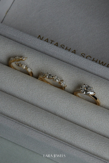 Pear Diamond Janie Wrap Ring Yellow Gold - Detail