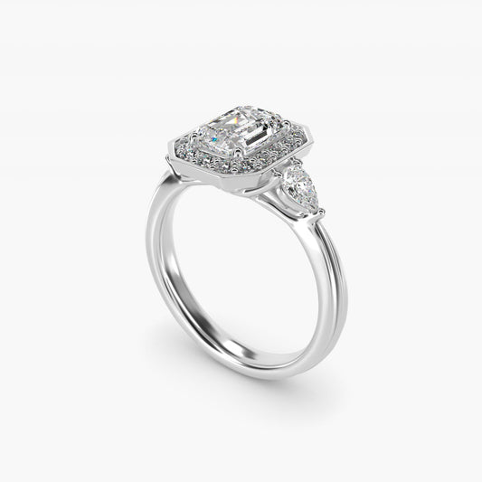 Pear Shape Side Stone Diamond Halo Engagement Ring In Platinum By James Allen - Emerald Center