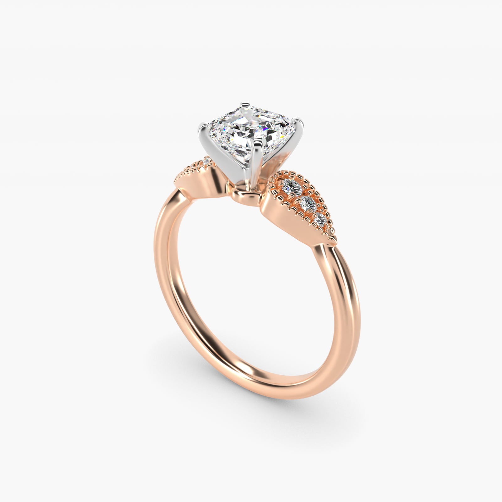 Pear-Shaped Diamond Detail Engagement Ring in 14k Rose Gold - Asscher Center