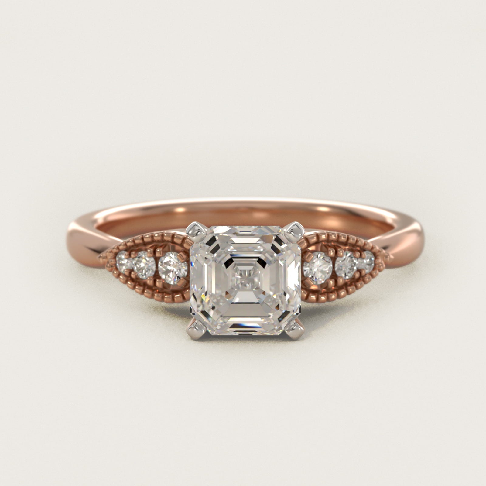 Pear-Shaped Diamond Detail Engagement Ring in 14k Rose Gold - Asscher Center