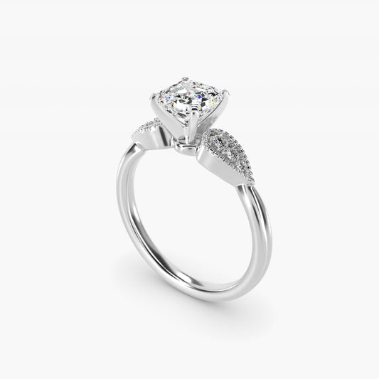 Pear-Shaped Diamond Detail Engagement Ring in 14k White Gold - Asscher Center