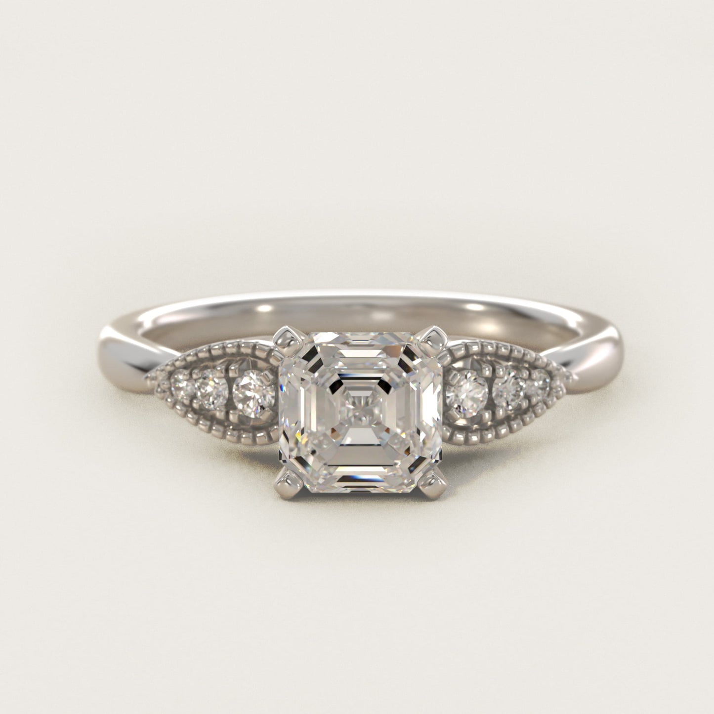 Pear-Shaped Diamond Detail Engagement Ring in 14k White Gold - Asscher Center
