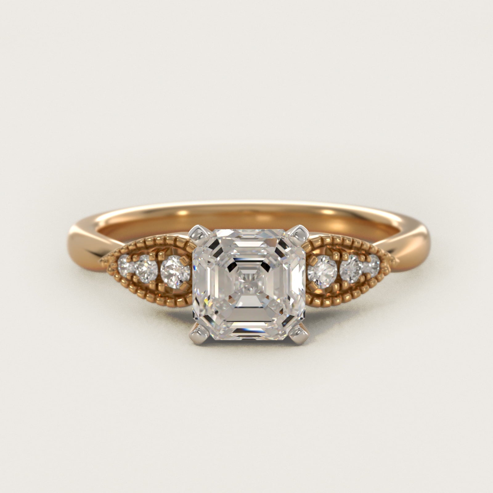 Pear-Shaped Diamond Detail Engagement Ring in 14k Yellow Gold - Asscher Center