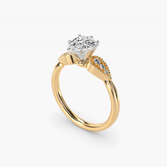 Pear-Shaped Diamond Detail Engagement Ring in 14k Yellow Gold - Pear Center