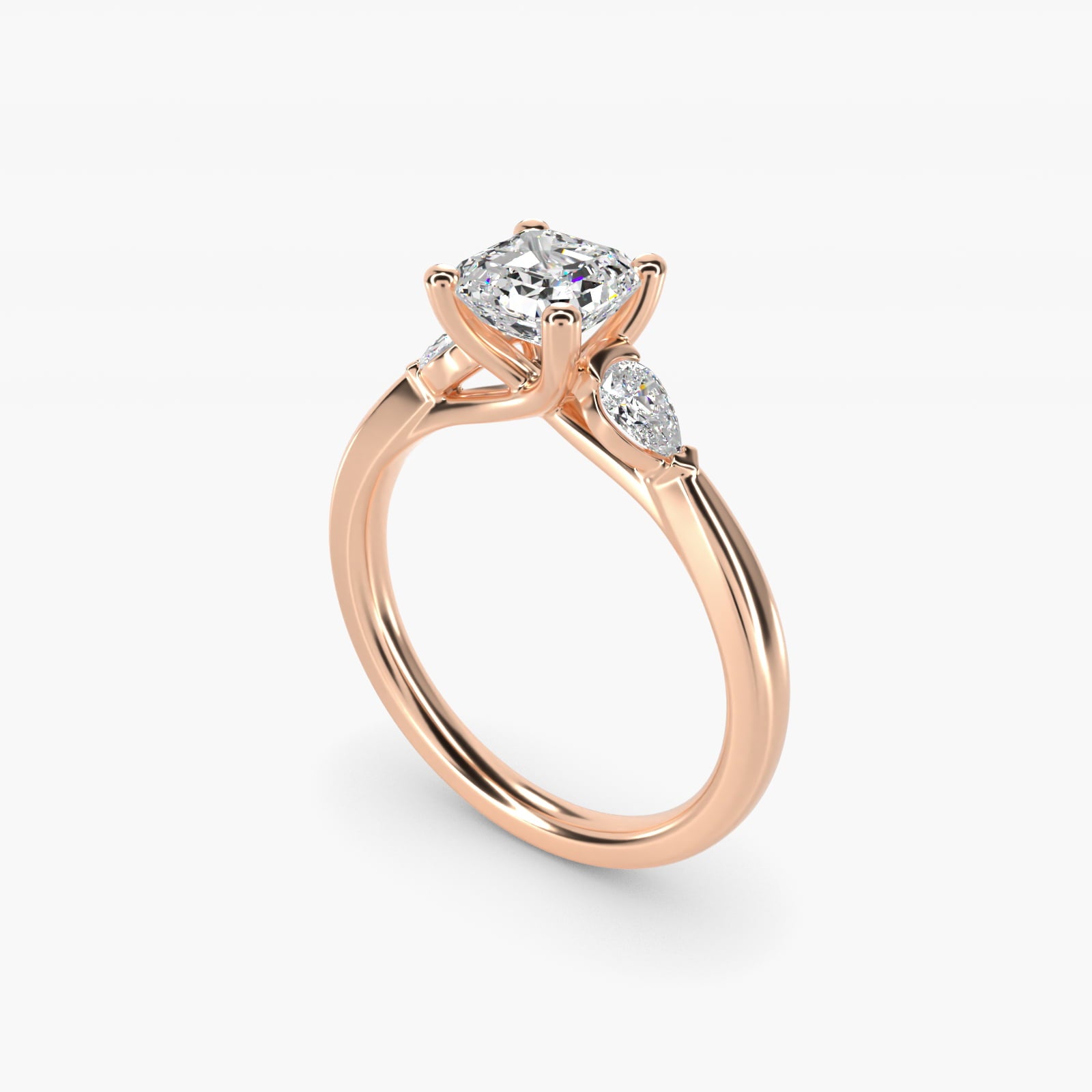 Pear Sidestone Diamond Engagement Ring in 18k Rose Gold (1/4 ct. tw.) - Asscher Center