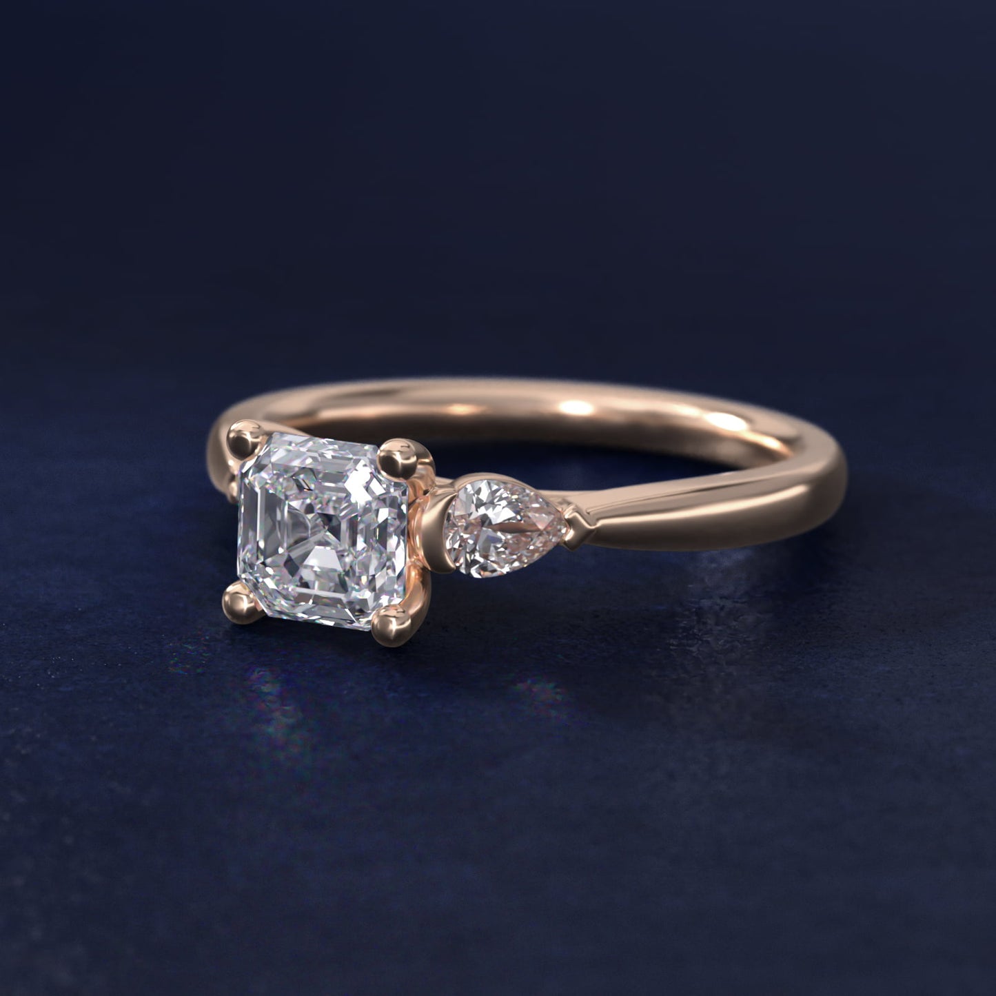 Pear Sidestone Diamond Engagement Ring in 14k Rose Gold (1/4 ct. tw.) - Asscher Center