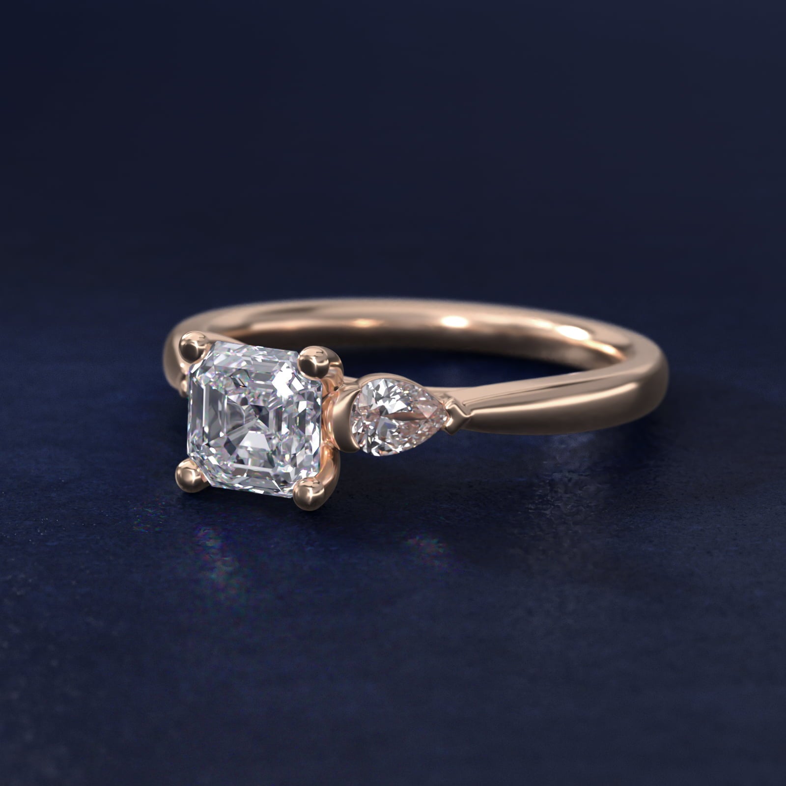 Pear Sidestone Diamond Engagement Ring in 14k Rose Gold (1/4 ct. tw.) - Asscher Center
