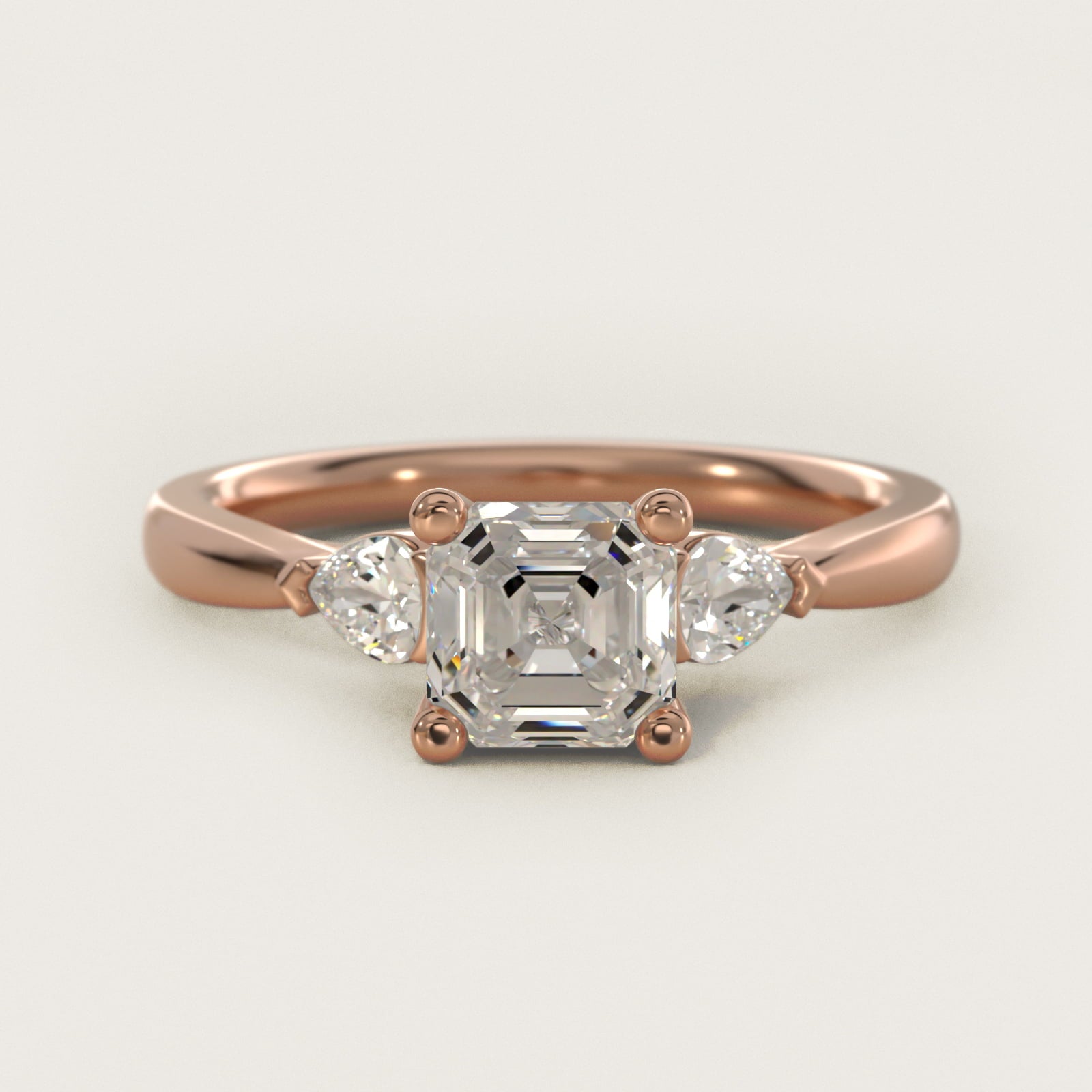 Pear Sidestone Diamond Engagement Ring in 14k Rose Gold (1/4 ct. tw.) - Asscher Center