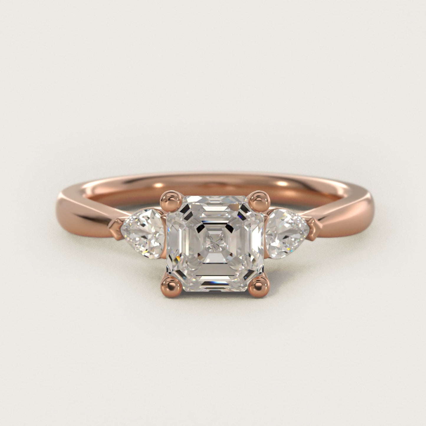Pear Sidestone Diamond Engagement Ring in 18k Rose Gold (1/4 ct. tw.) - Asscher Center