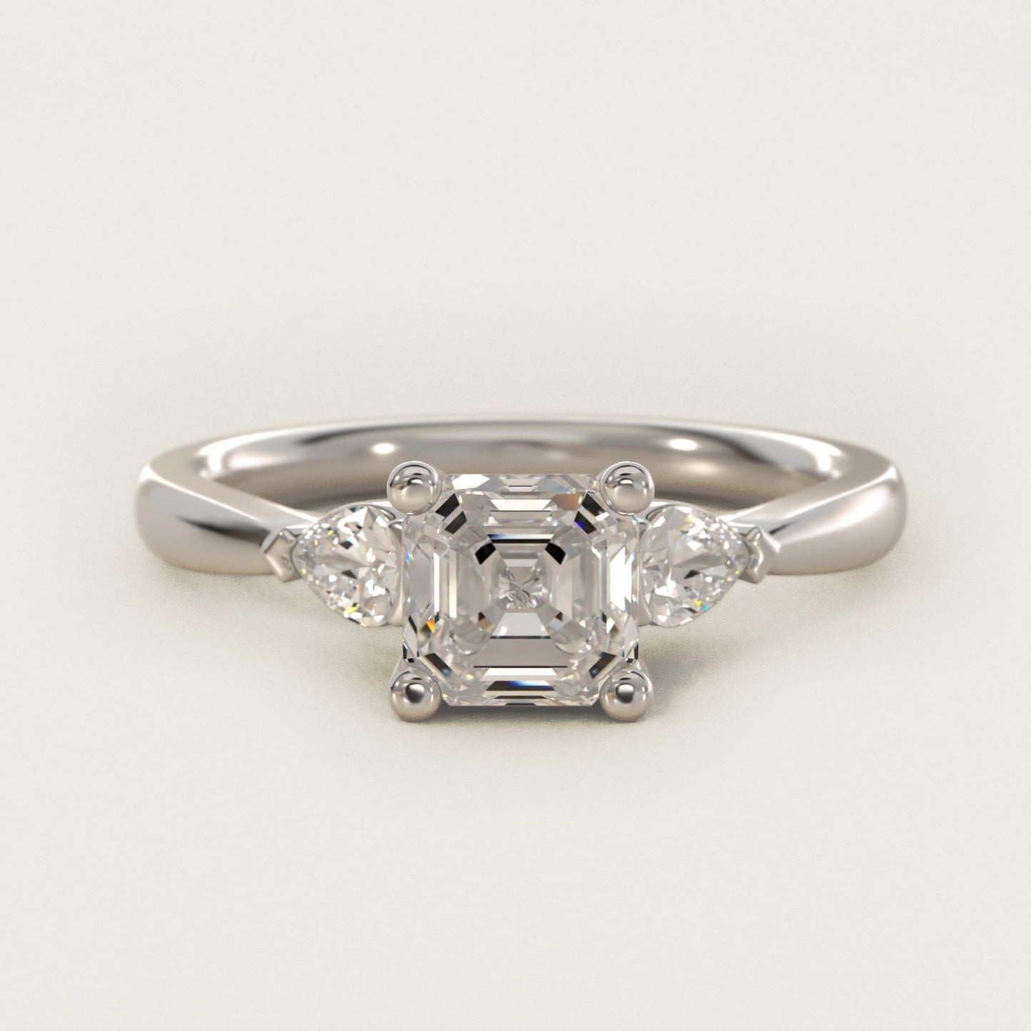 Pear Sidestone Diamond Engagement Ring in 14k White Gold (1/4 ct. tw.) - Asscher Center