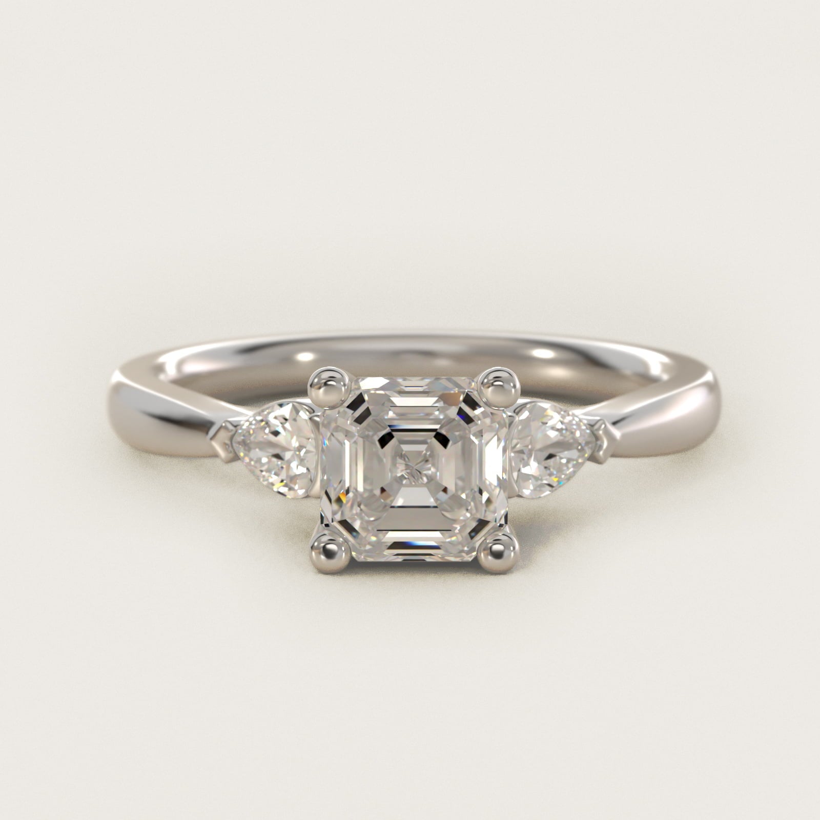 Pear Sidestone Diamond Engagement Ring in 14k White Gold (1/4 ct. tw.) - Asscher Center