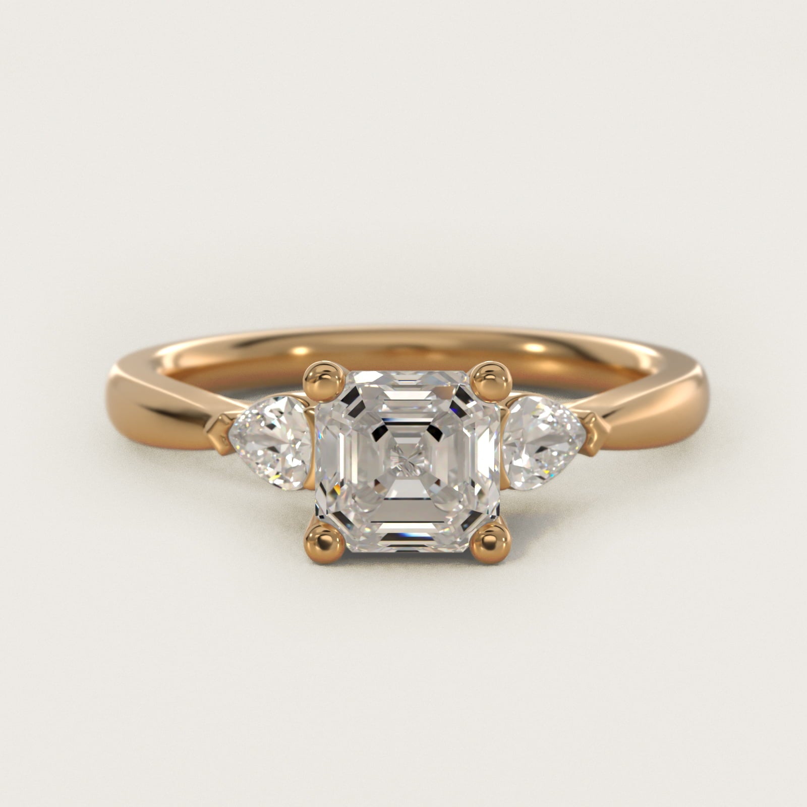 Pear Sidestone Diamond Engagement Ring in 18k Yellow Gold (1/4 ct. tw.) - Asscher Center