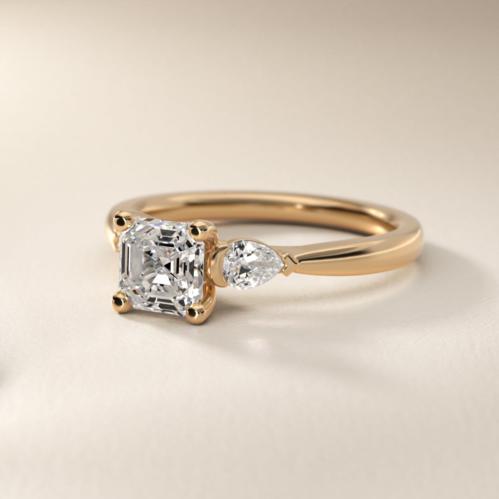 Pear Sidestone Diamond Engagement Ring in 14k Yellow Gold (1/4 ct. tw.) - Asscher Center