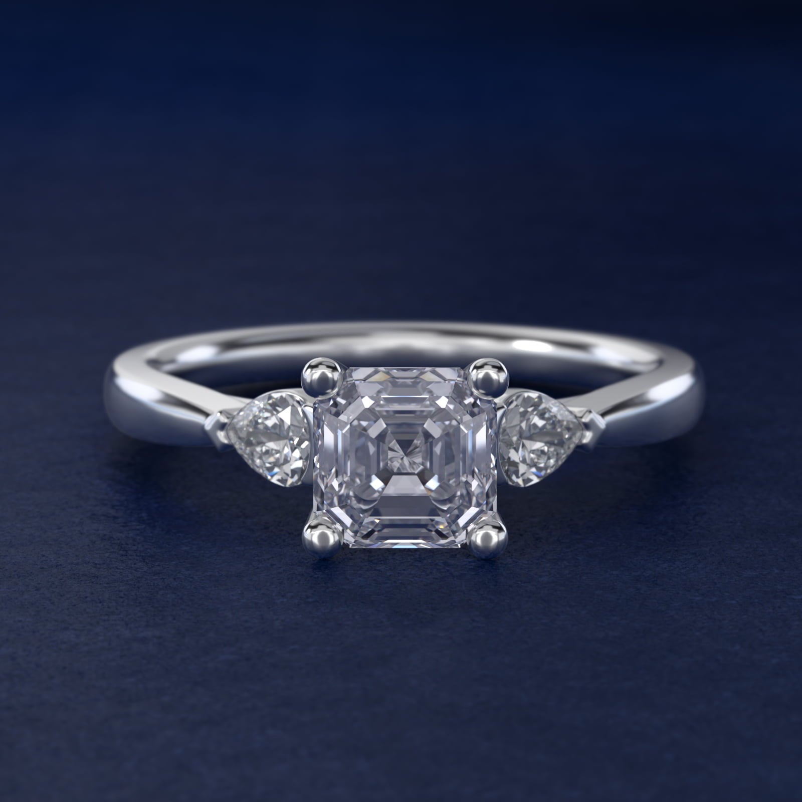 Pear Sidestone Diamond Engagement Ring in Platinum (1/4 ct. tw.) - Asscher Center