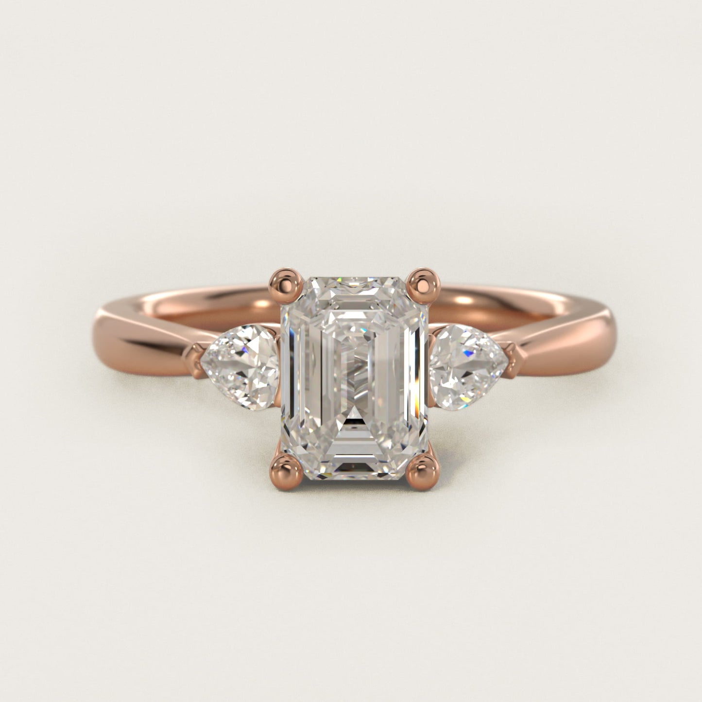 Pear Sidestone Diamond Engagement Ring in 18k Rose Gold (1/4 ct. tw.) - Emerald Center