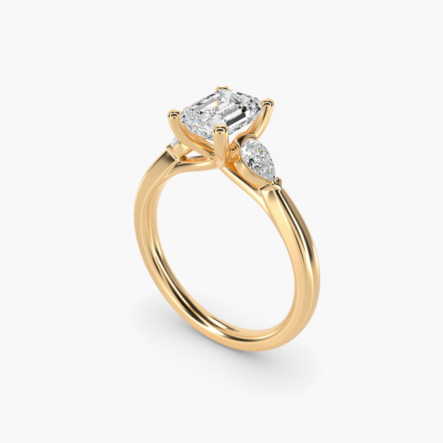Pear Sidestone Diamond Engagement Ring in 18k Yellow Gold (1/4 ct. tw.) - Emerald Center