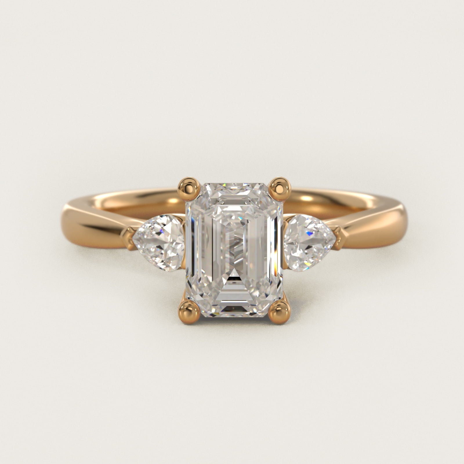 Pear Sidestone Diamond Engagement Ring in 14k Yellow Gold (1/4 ct. tw.) - Emerald Center