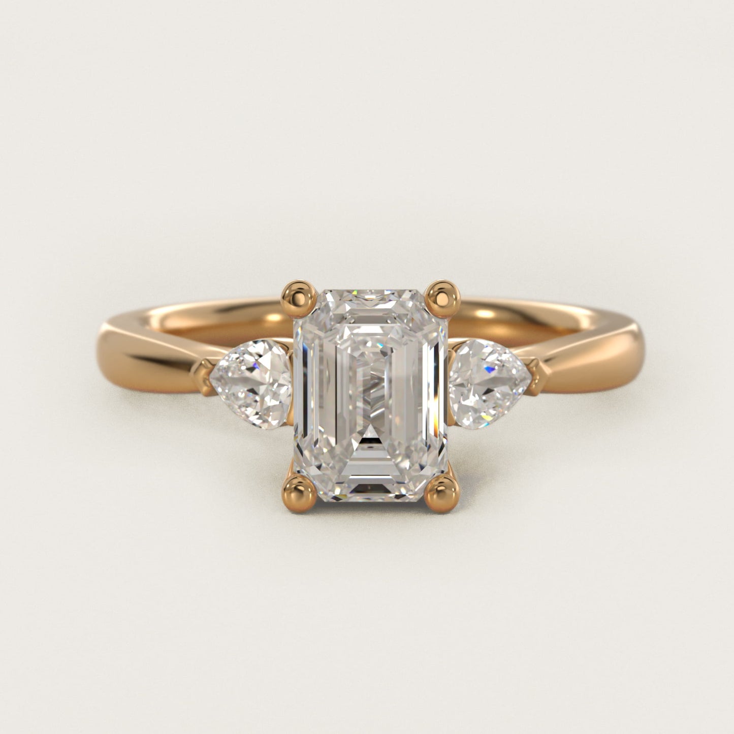 Pear Sidestone Diamond Engagement Ring in 18k Yellow Gold (1/4 ct. tw.) - Emerald Center