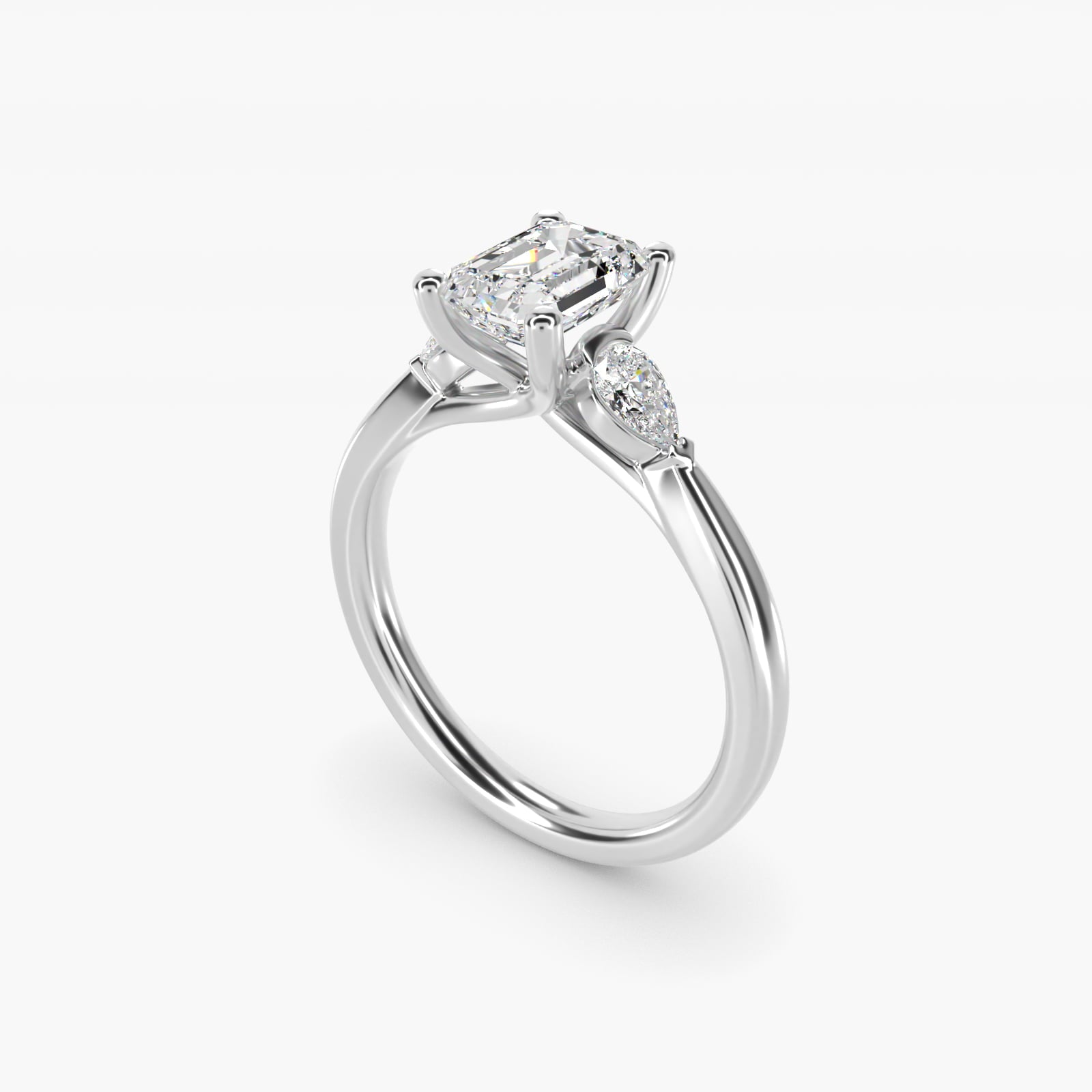 Pear Sidestone Diamond Engagement Ring in Platinum (1/4 ct. tw.) - Emerald Center