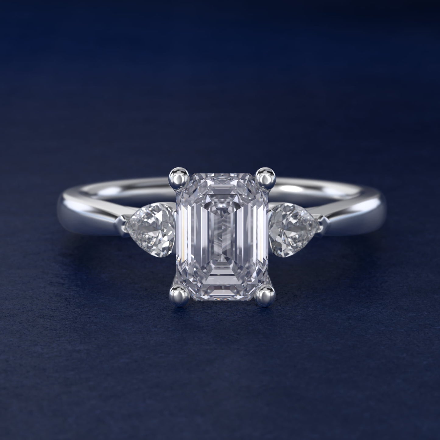 Pear Sidestone Diamond Engagement Ring in Platinum (1/4 ct. tw.) - Emerald Center