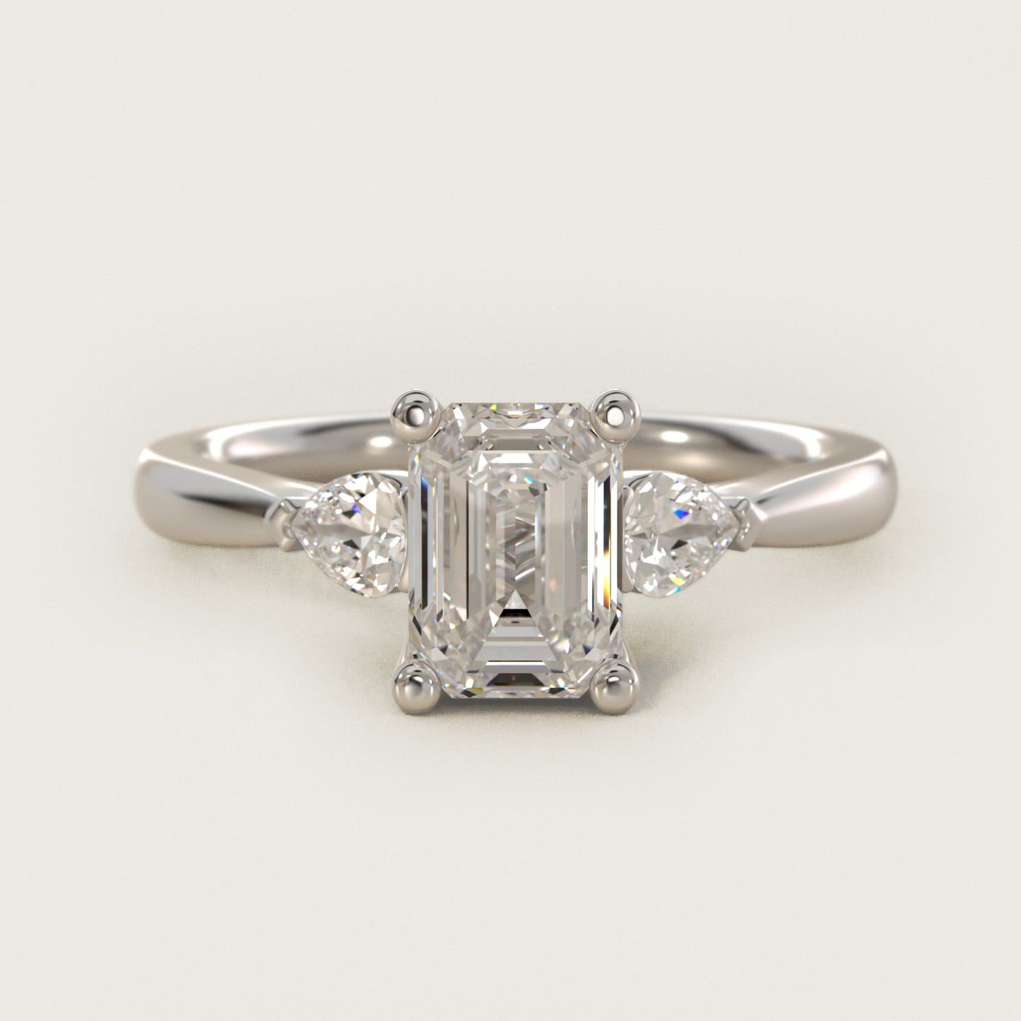 Pear Sidestone Diamond Engagement Ring in Platinum (1/4 ct. tw.) - Emerald Center
