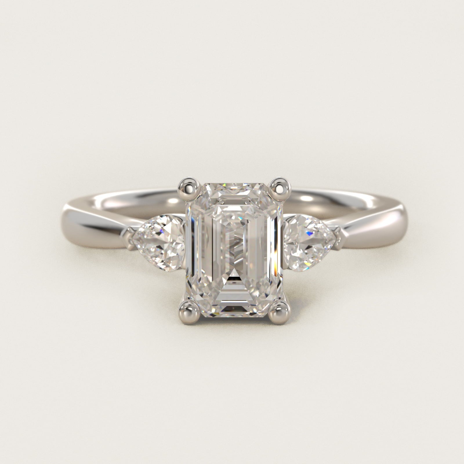 Pear Sidestone Diamond Engagement Ring in Platinum (1/4 ct. tw.) - Emerald Center