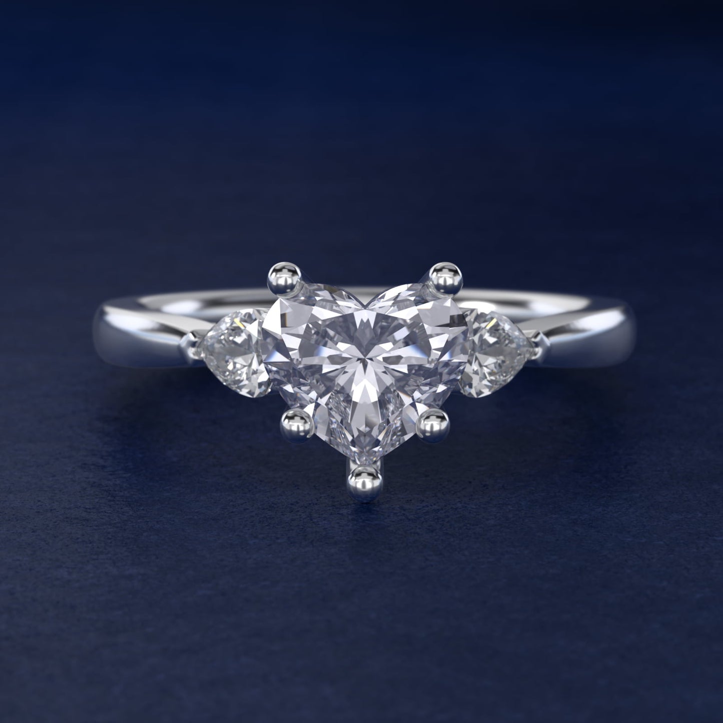 Pear Sidestone Diamond Engagement Ring in 14k White Gold (1/4 ct. tw.) - Heart Center