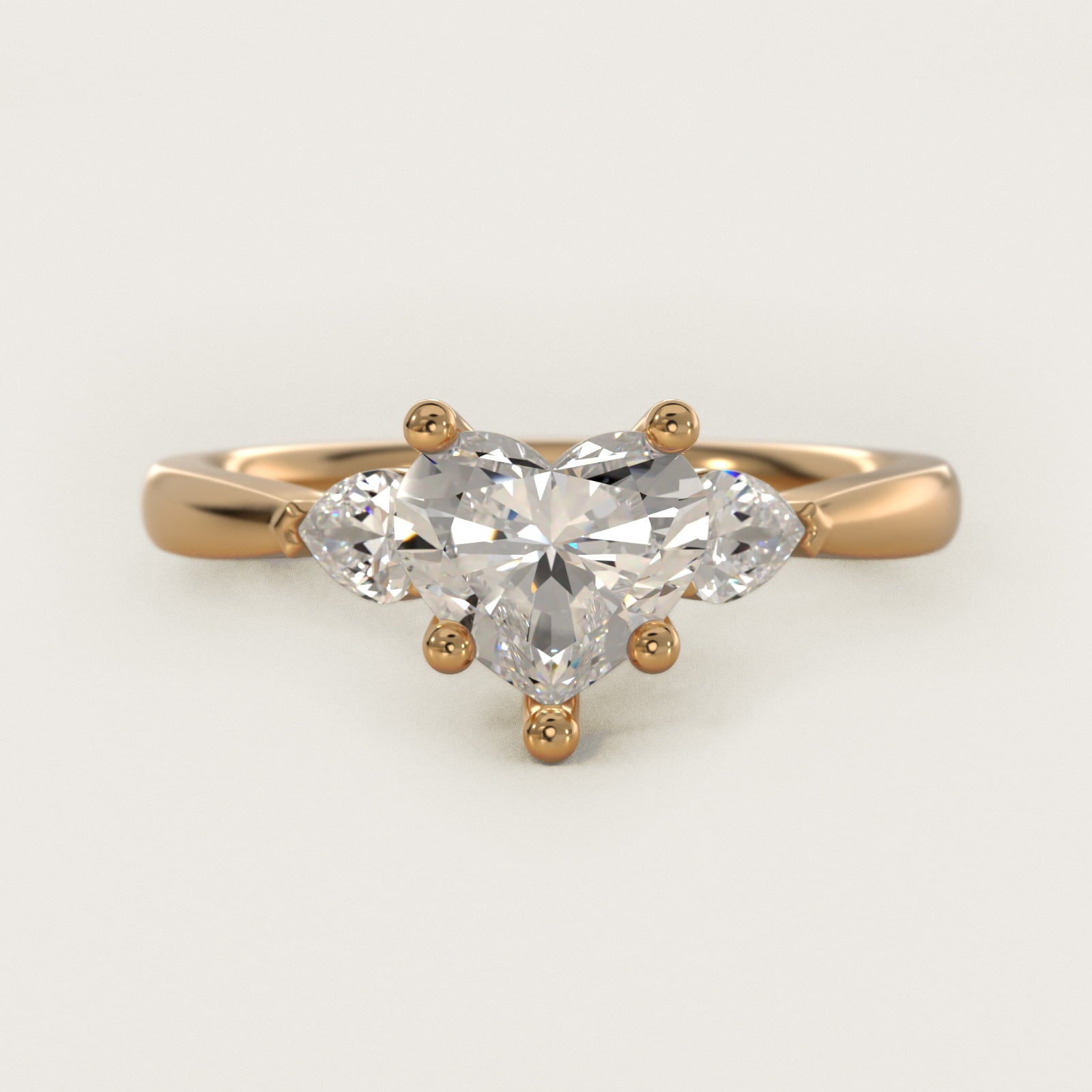 Pear Sidestone Diamond Engagement Ring in 18k Yellow Gold (1/4 ct. tw.) - Heart Center